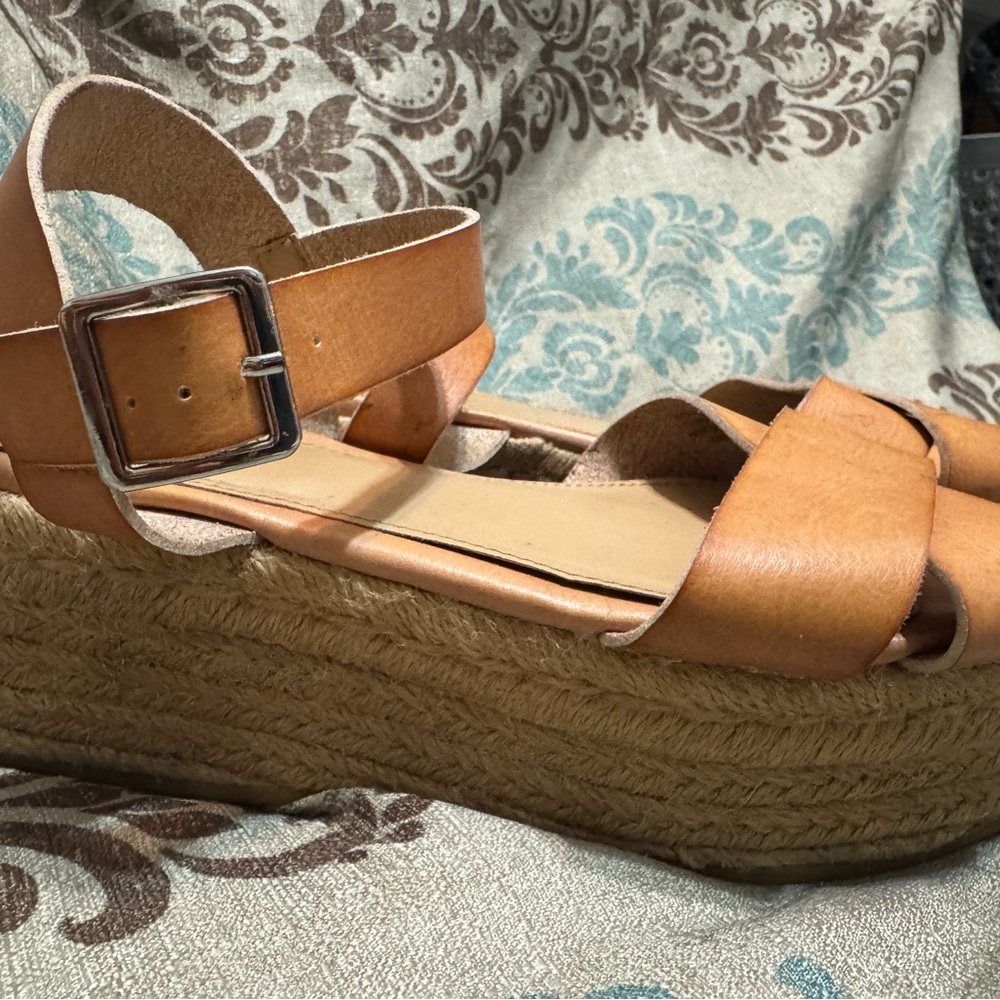 Express Tan Espadrille Platform Sandals